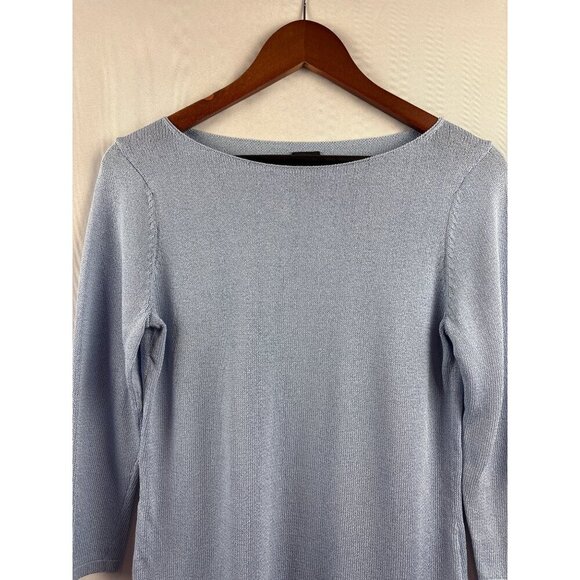 Eileen Fisher Womens Small Blue Boat Neck Sweater - Picture 3 of 6